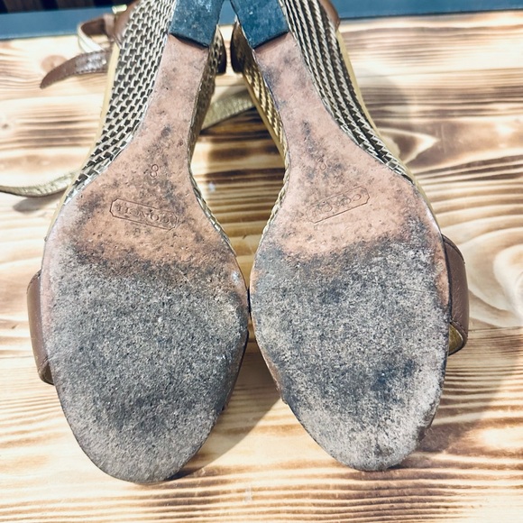 Coach Brown - Gold Wedge Sandals - Picture 7 of 7